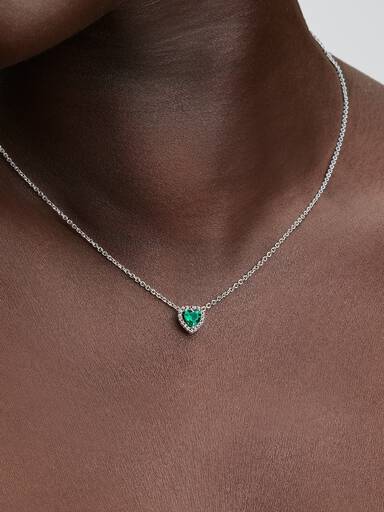 Collana Cuore in Rilievo Verde