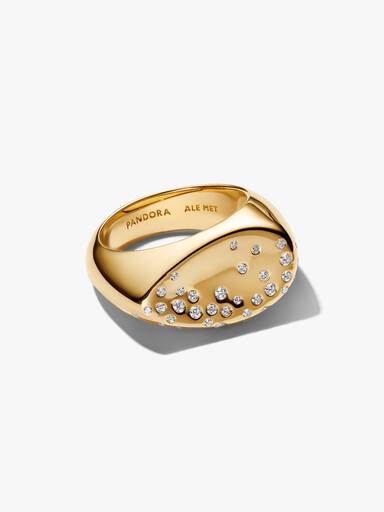 Anello Sigillo Grande con Pietre Luminose