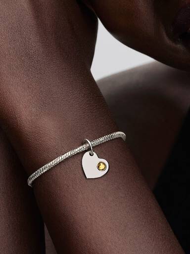 Charm Pendente Cuore con Pietra Miele Novembre da incidere