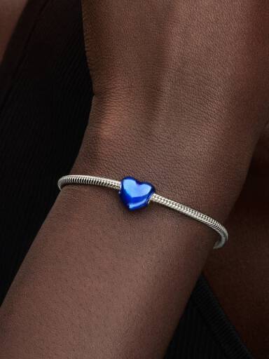Charm Cuore Metallico Blu