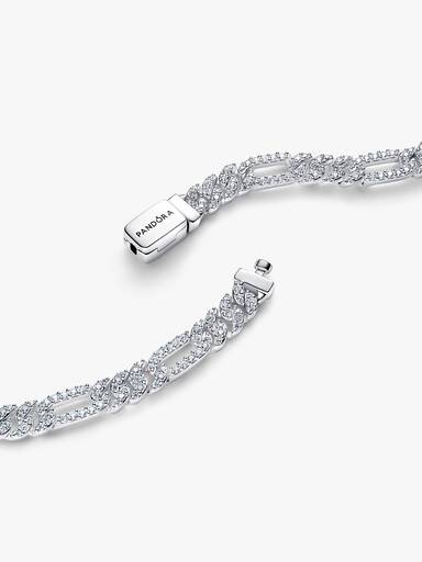 Bracciale Catena Maglia Cubana Pavè con Ovali