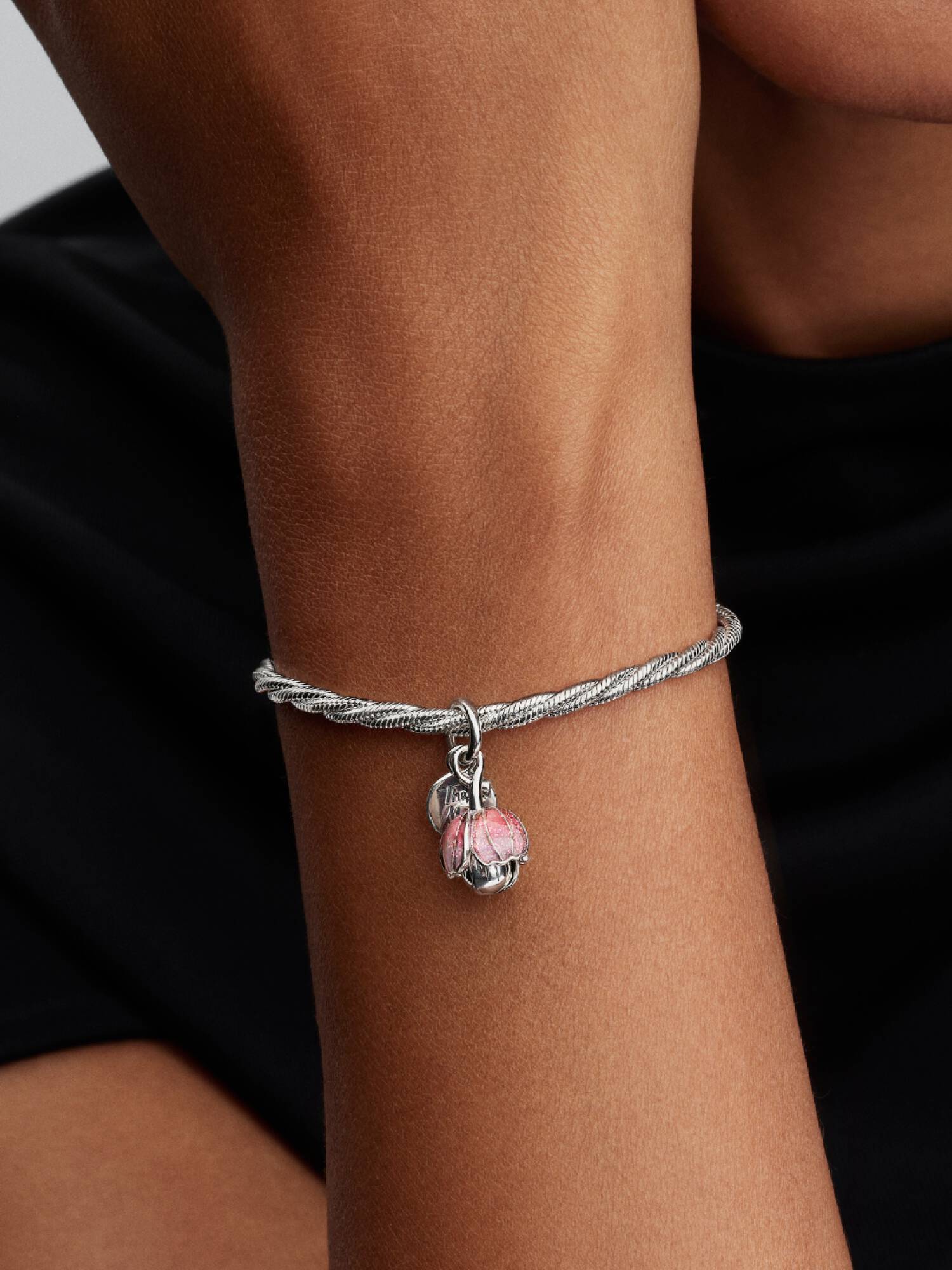 Charm Pendente Fiore "Thank you" 