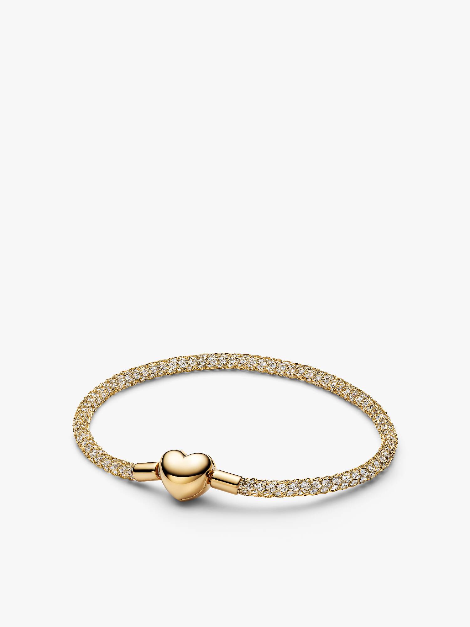 Bracciale Maglia Mesh con pietre luminose e Chiusura a Cuore