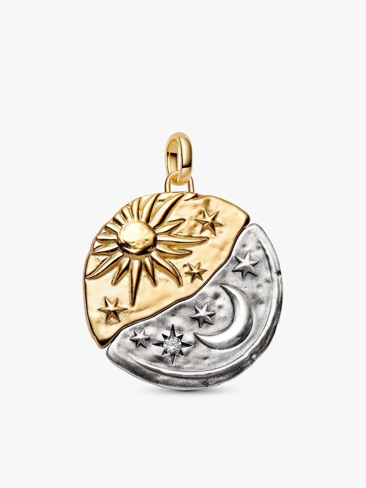 Charm Medallion XL Sole e Luna "Per Aspera Ad Astra"