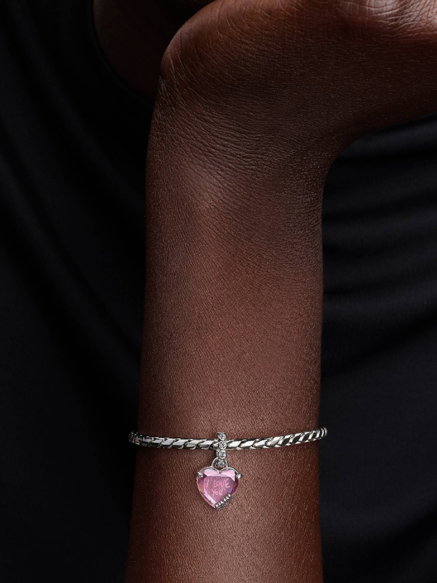 Charm Pendente Cuore Rosa Ti Voglio Bene Mamma