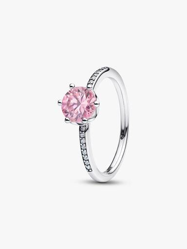 Anello Corona Scintillante Pietra Rosa