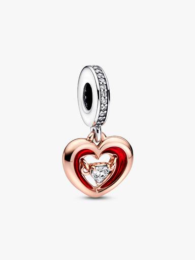 Charm Pendente Cuore Splendente con Pietra