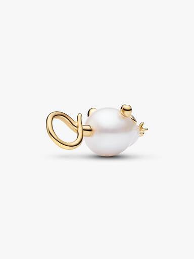 Charm Pendente Topolino con Perla Barocca d’Acqua Dolce Coltivata