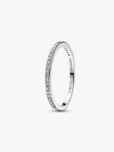 Anello Era Fascia in oro 14k con pavé di diamanti creati in laboratorio