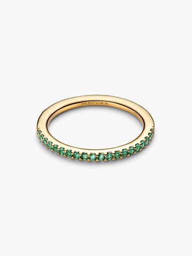 Anello Pavè Fascia Sottile Verde