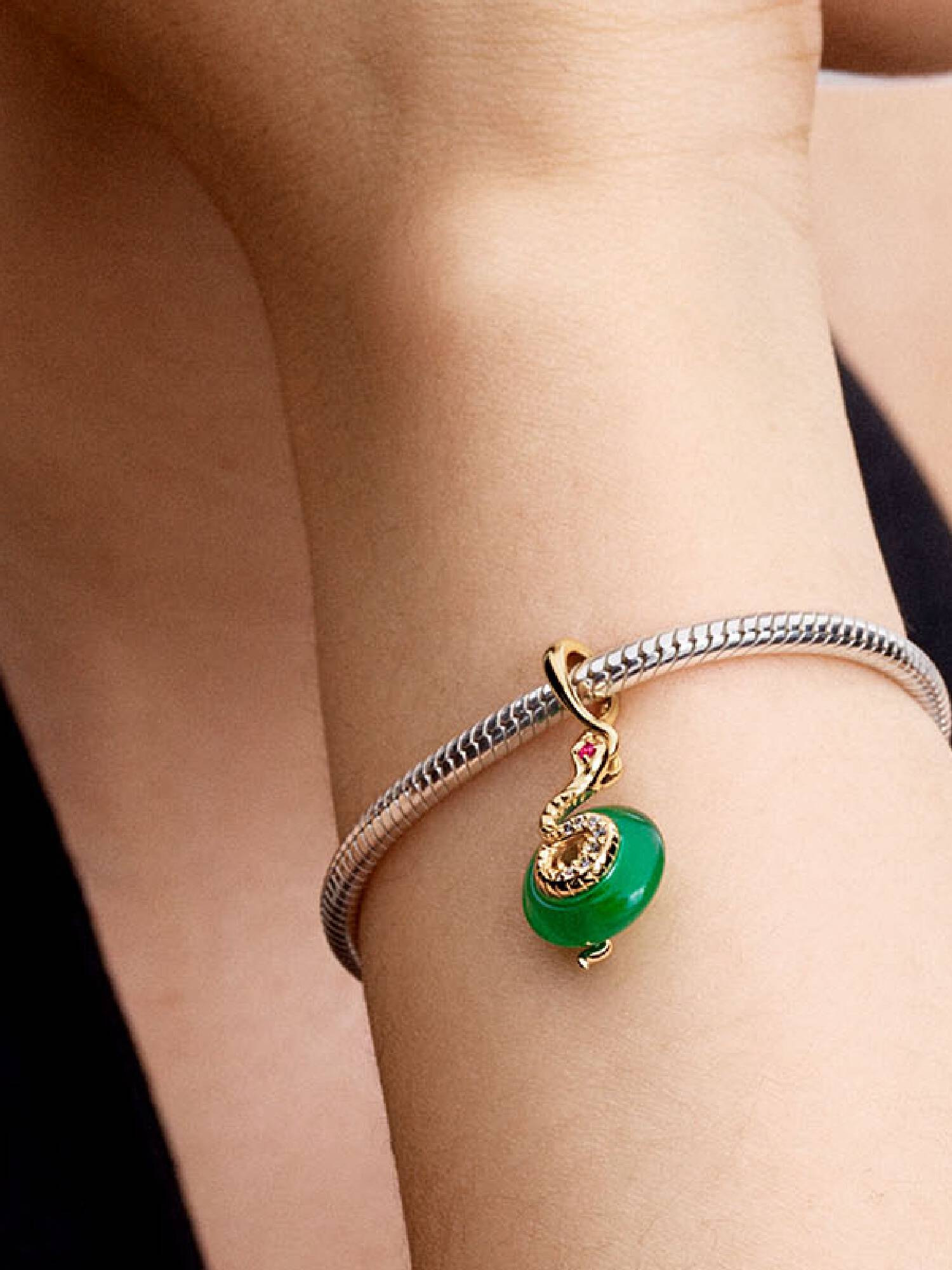 Charm Pendente Serpente Vetro di Murano verde