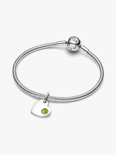Charm Pendente Cuore con Pietra Verde Agosto da incidere