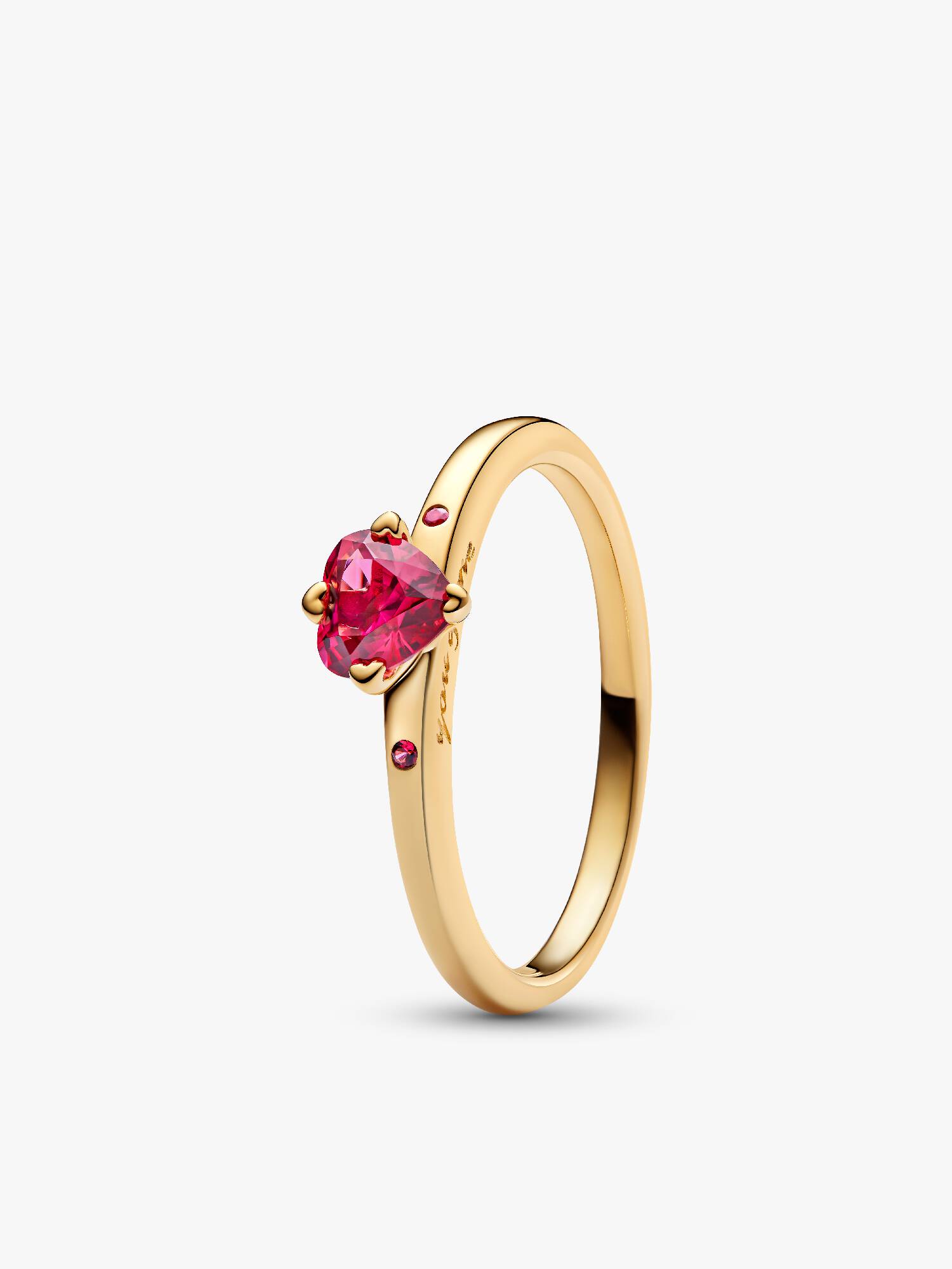 Anello Solitario Cuore Rosso