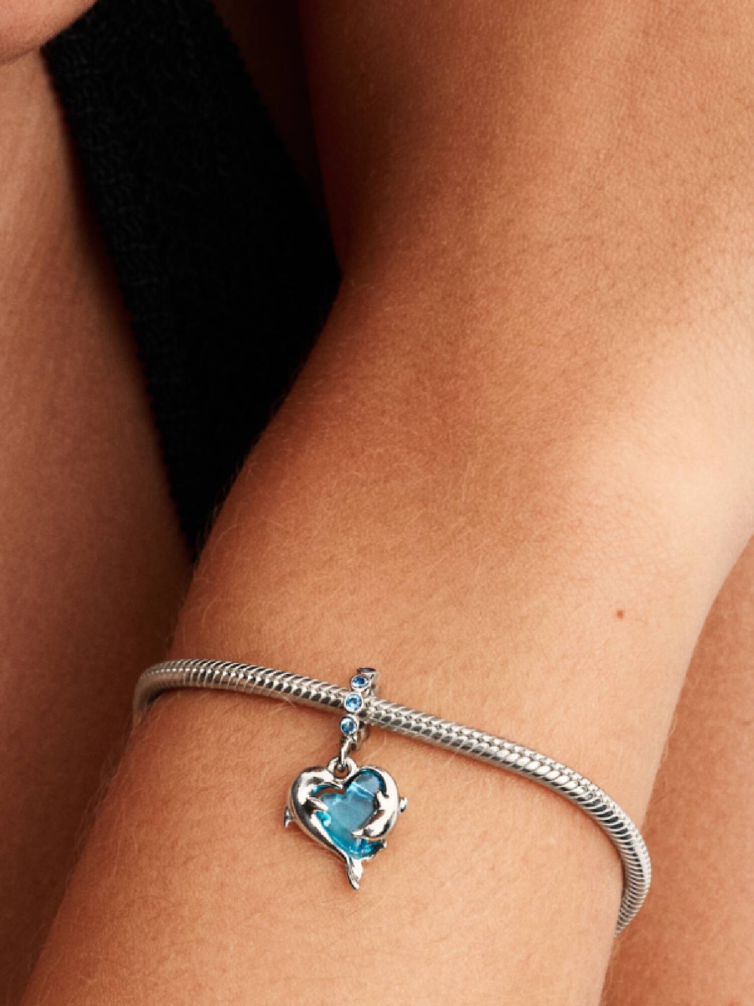 Charm Pendente Delfini e Cuore Vetro di Murano