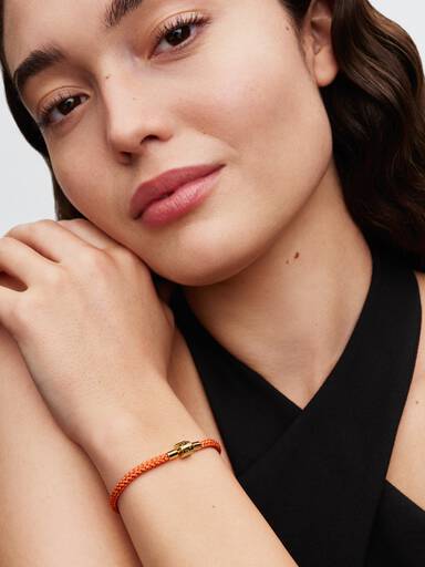 Bracciale in Corda Arancione con Chiusura a Barile