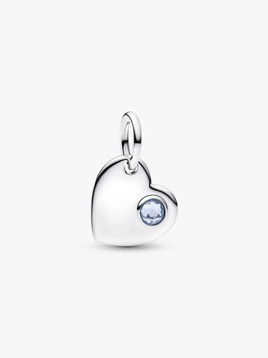 Charm Pendente Cuore con Pietra Azzura Marzo da incidere