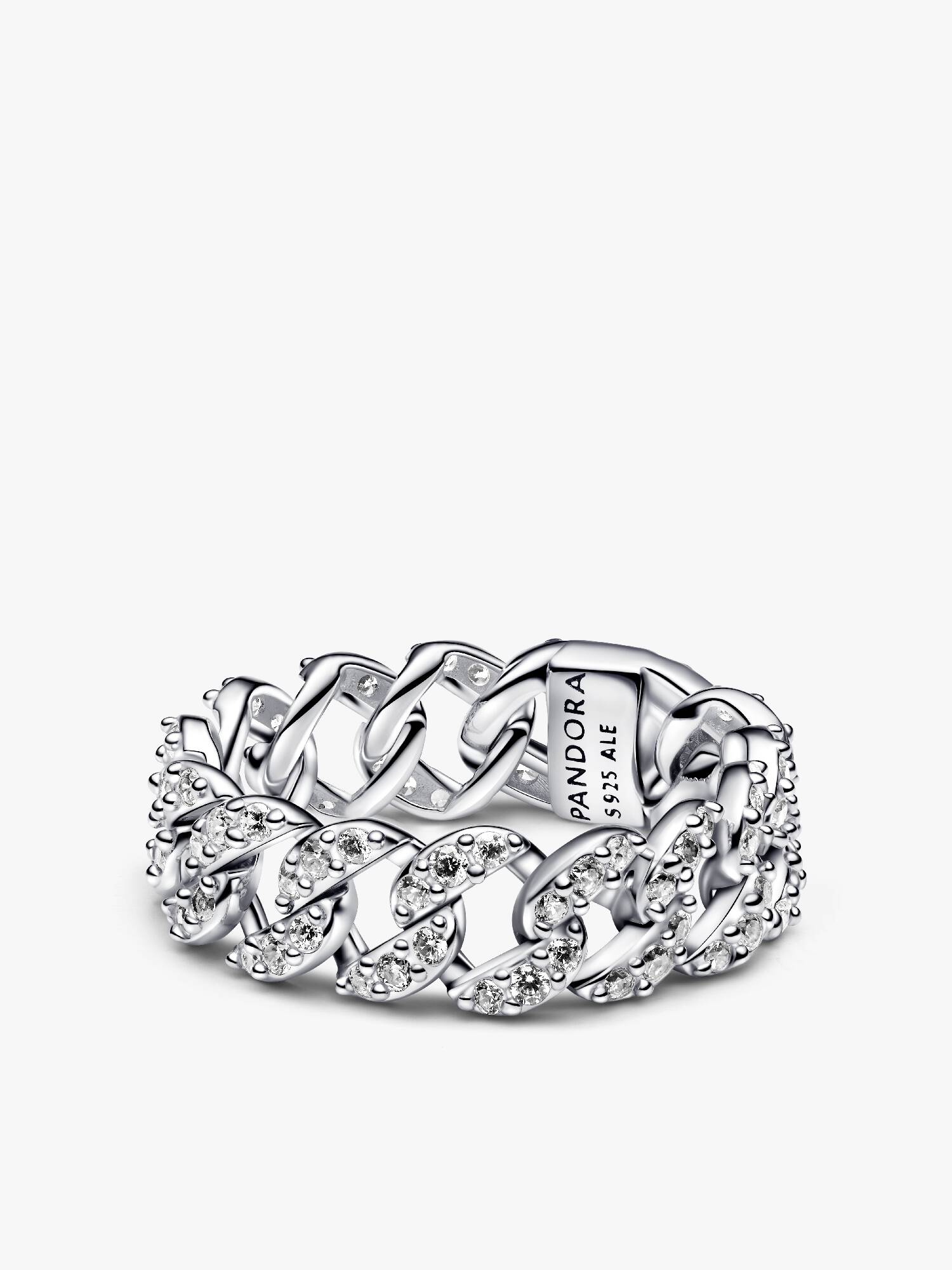 Anello Catena Maglia Cubana Pavè
