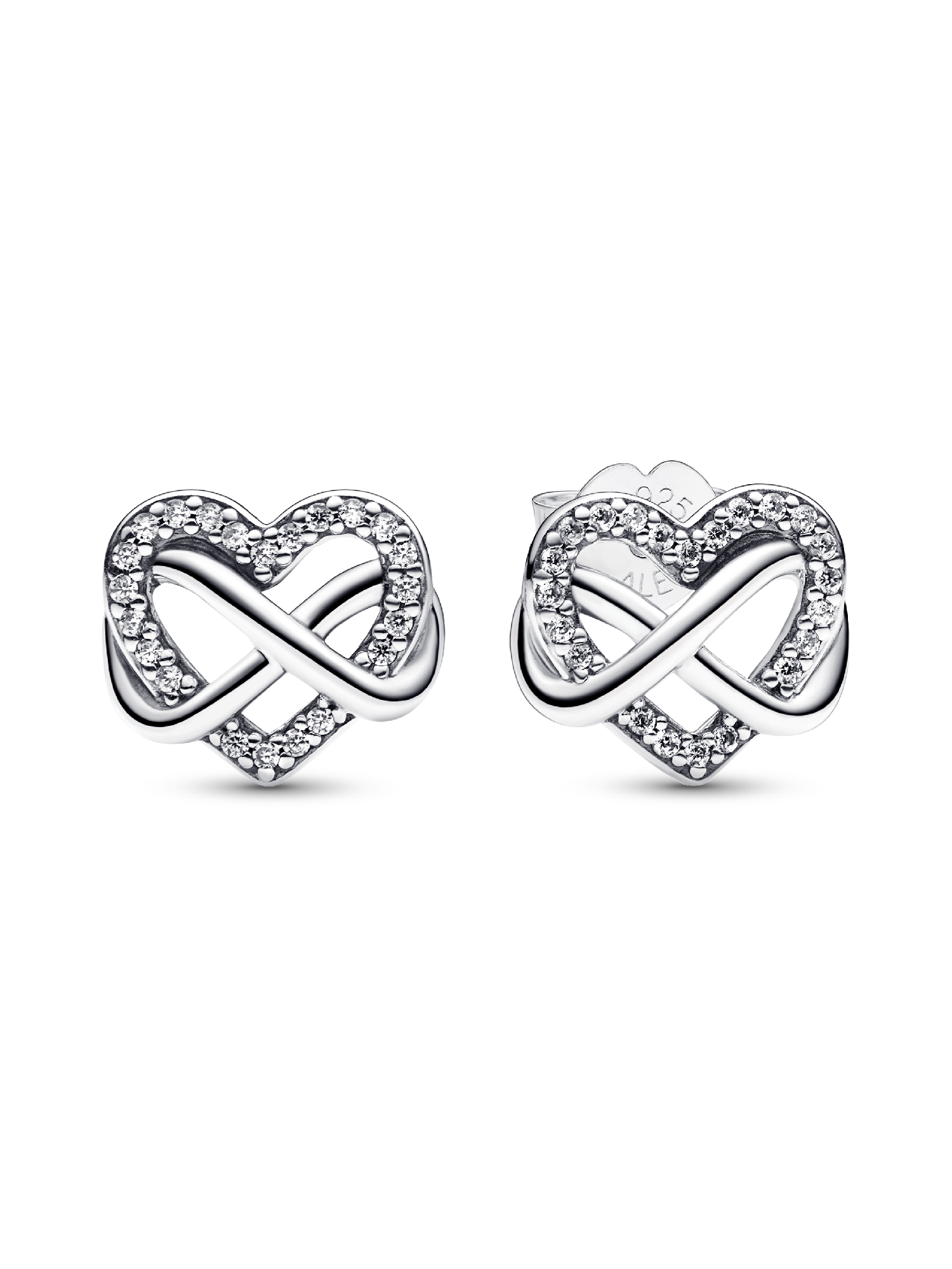 Orecchini cuore pavé di zirconi in oro bianco - Sari Gold