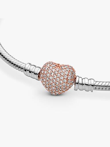 Bracciale Moments con Chiusura a Cuore Pavè