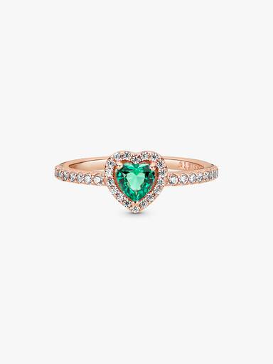 Anello Cuore in Rilievo Verde