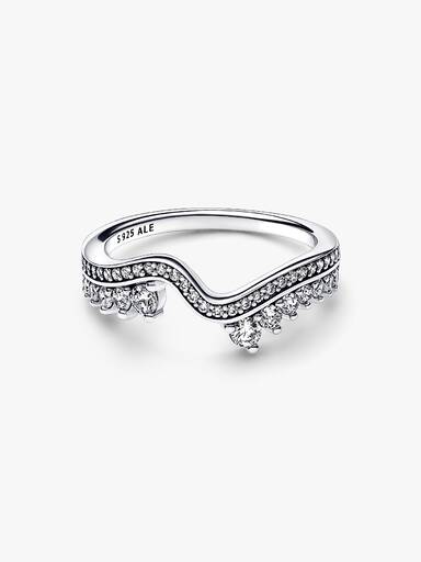 Anello Onda Asimmetrica Pietre Luminose