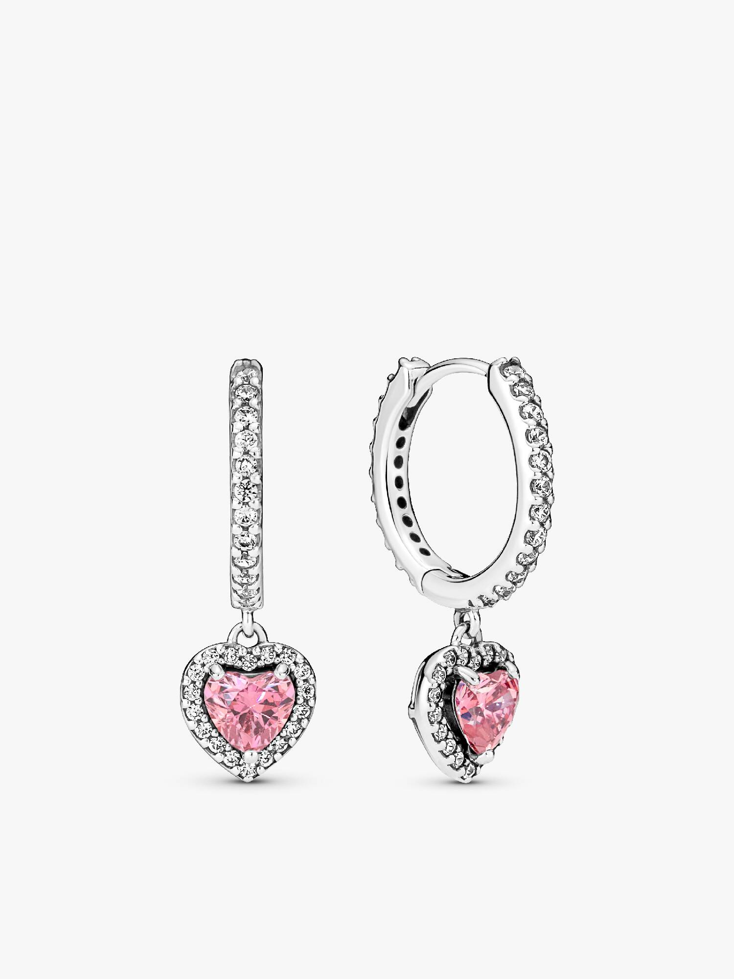 Orecchini Cerchi Cuori Rosa