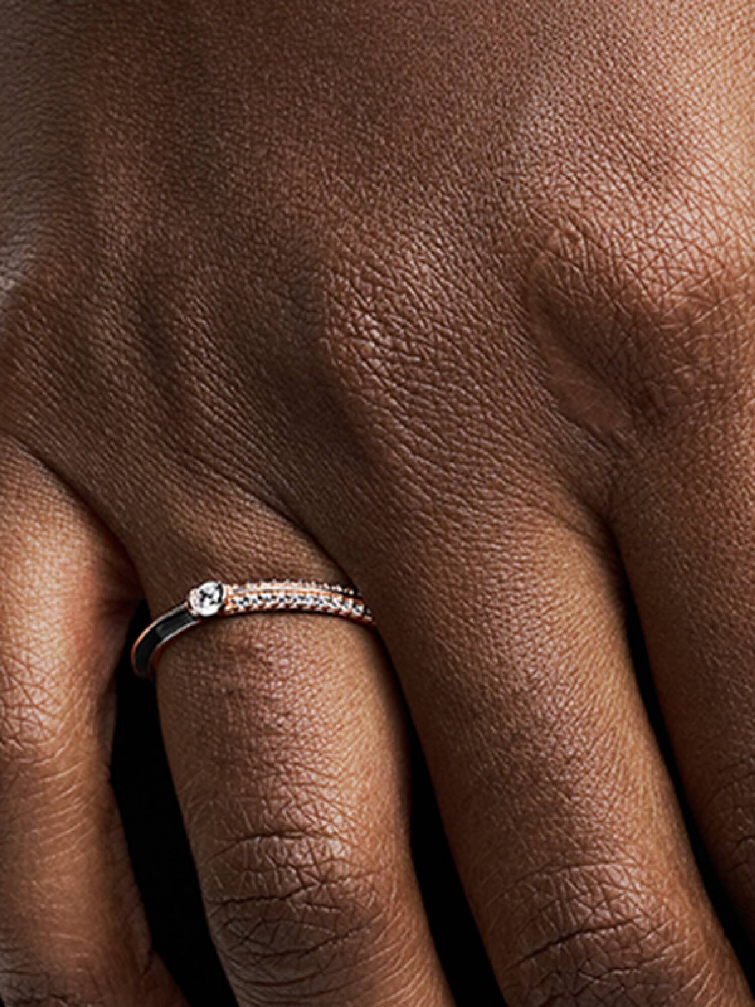 Anello doppio con pavé e nero Pandora ME