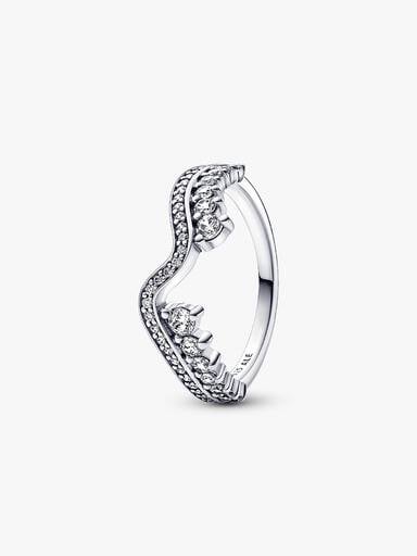 Anello Onda Asimmetrica Pietre Luminose