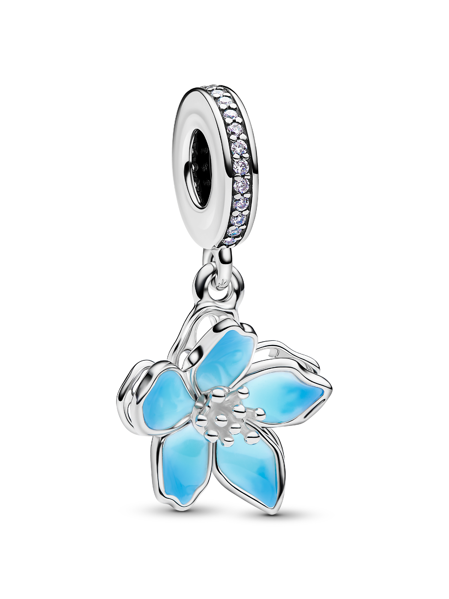 Charm Pendente Fiore di ciliegio blu