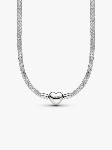 Collana Maglia Mesh con pietre luminose e Chiusura a Cuore