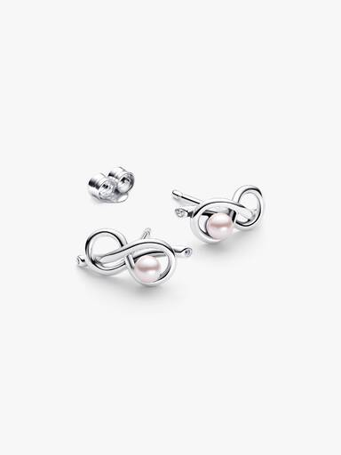 Orecchini Legame infinito con Perla Rosa Artificiale