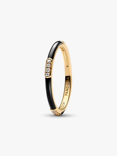 Anello Smalto Nero e Pietre Pandora ME