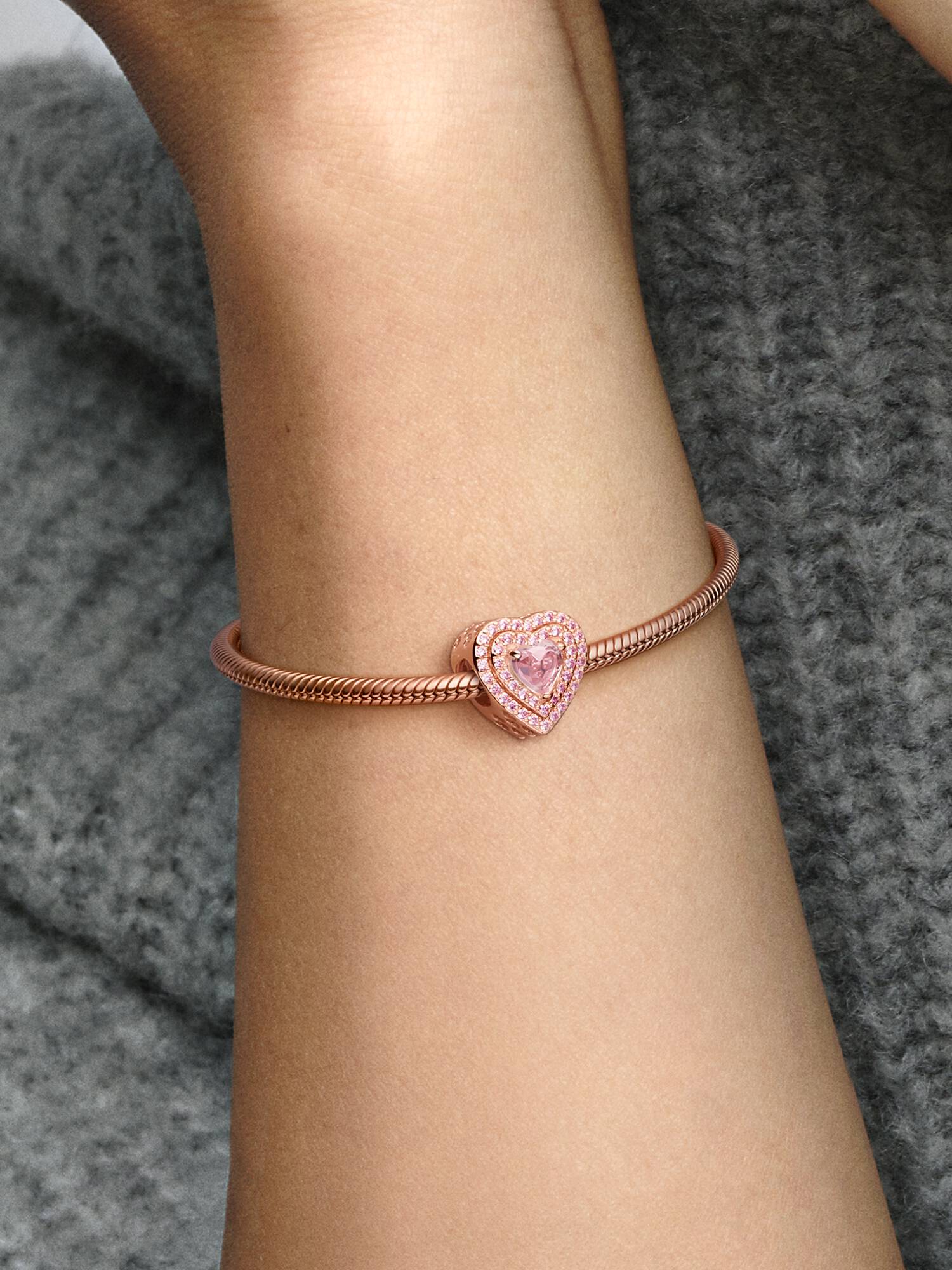 Charm Cuore Pietre Rosa