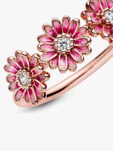 Anello Tris di Margherite Rosa