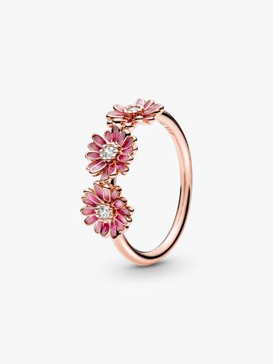 Anello Tris di Margherite Rosa
