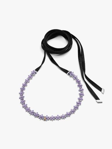Bridgerton, Collana Chocker Herbarium Fiori Viola e Ape