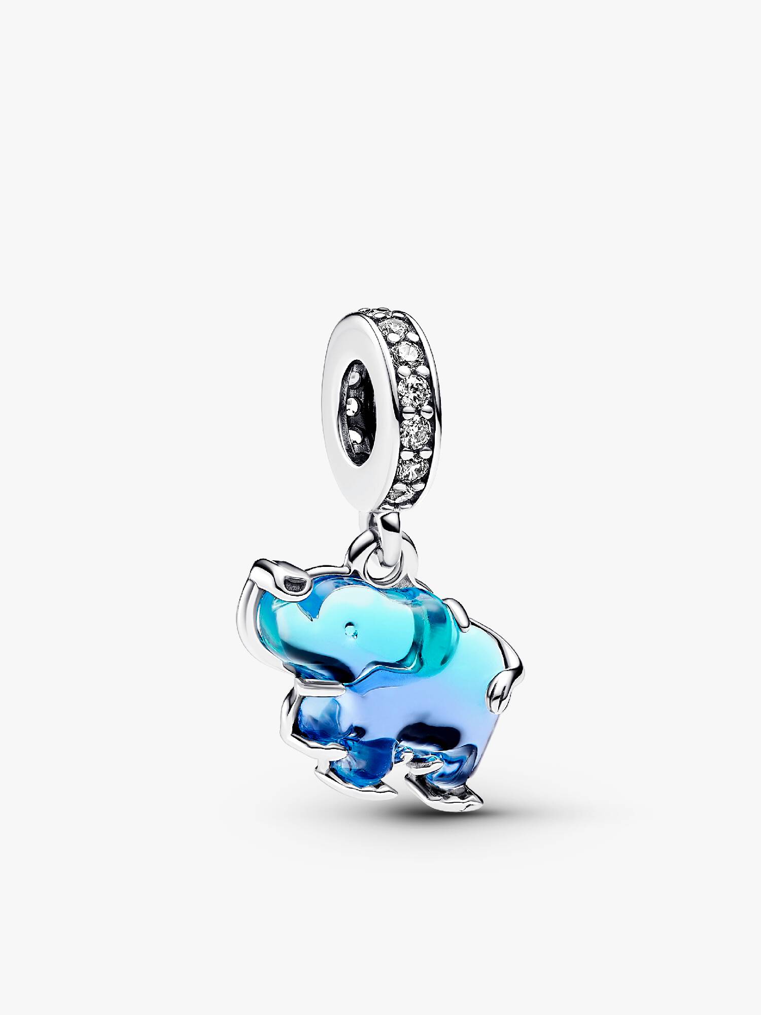 Charm Pendente Elefante Vetro di Murano Blu