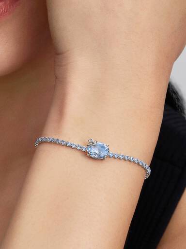 Bridgerton, Bracciale Tennis regolabile con Cristalli Azzurri e Ape