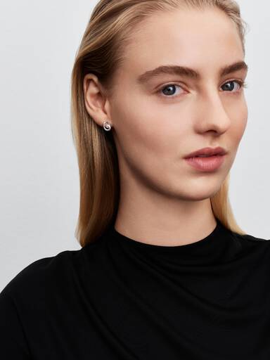 Orecchini Linea Sinuosa Ovale con Perla d'Acqua Dolce Coltivata