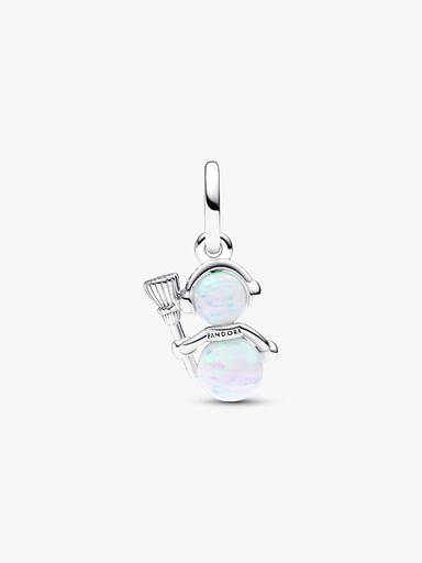Charm Pendente Pupazzo di Neve Opale