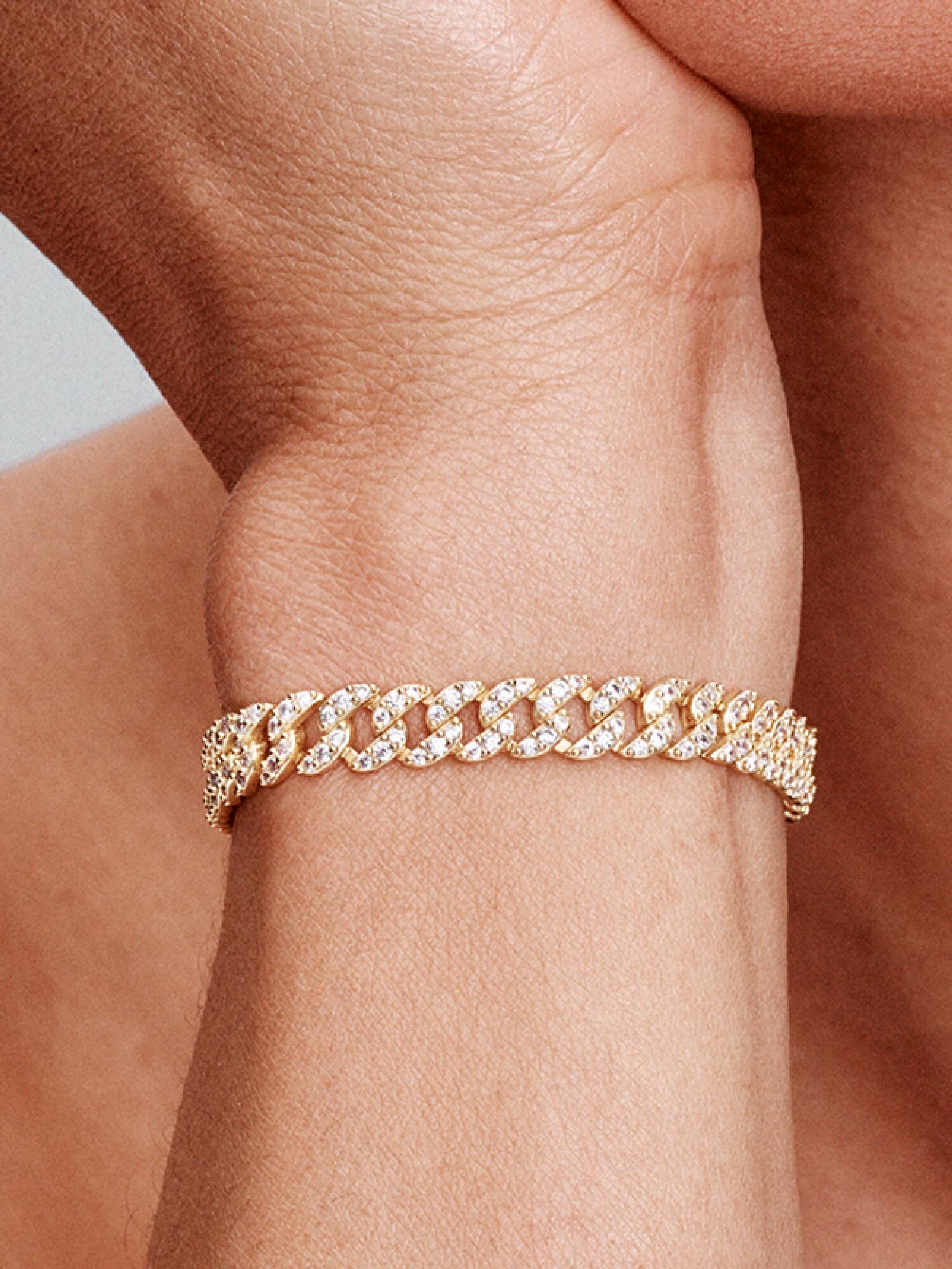 Bracciale Catena Maglia Cubana Pavè