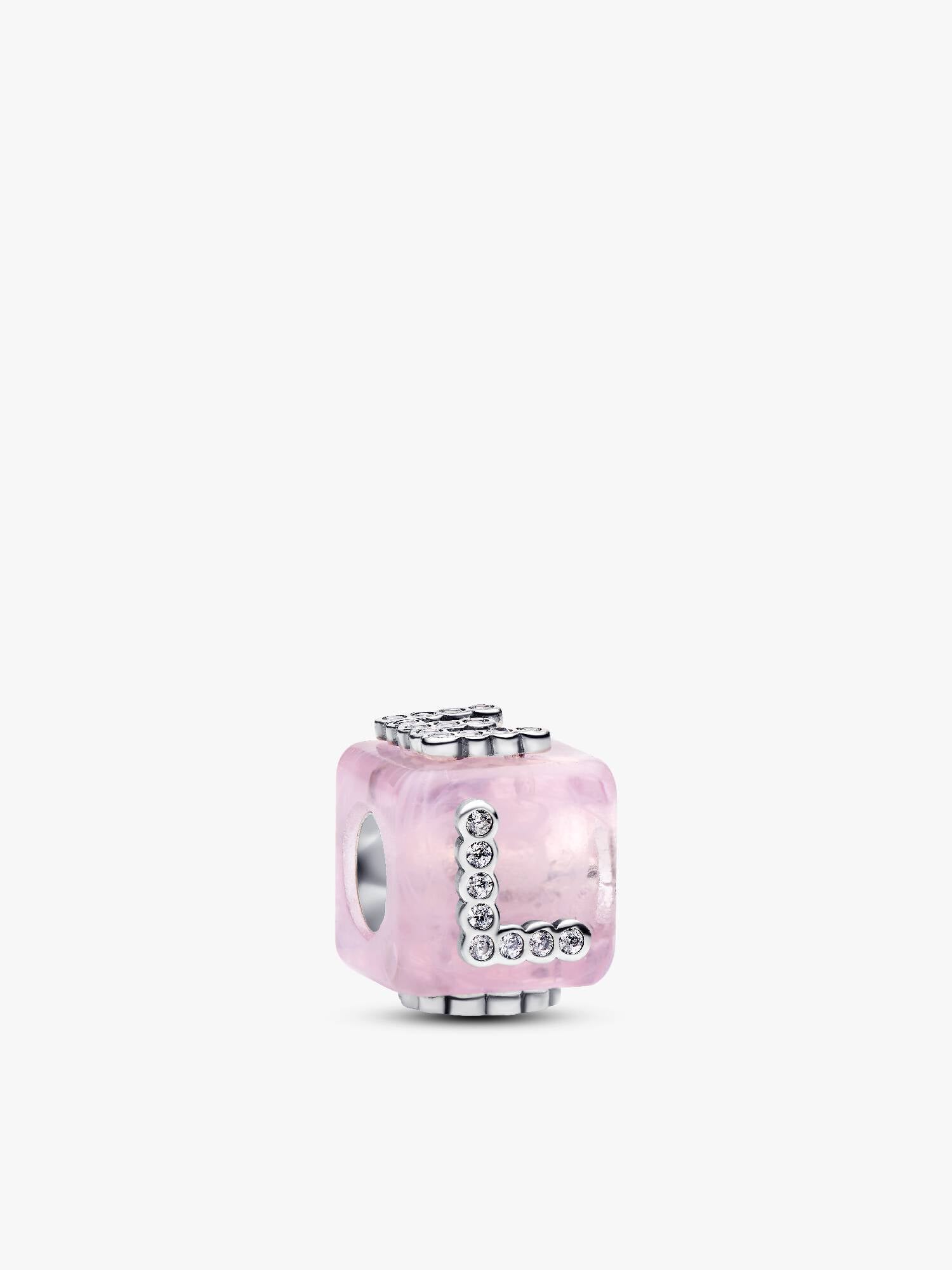 Charm Cubo Love Vetro di Murano Rosa