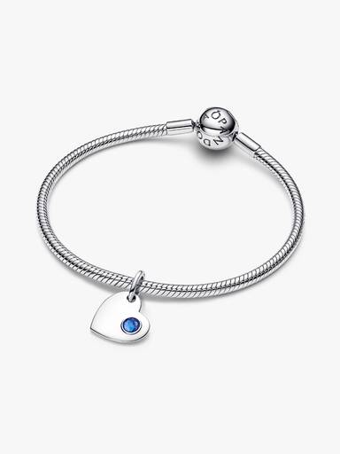 Charm Pendente Cuore con Pietra Blu Settembre da incidere