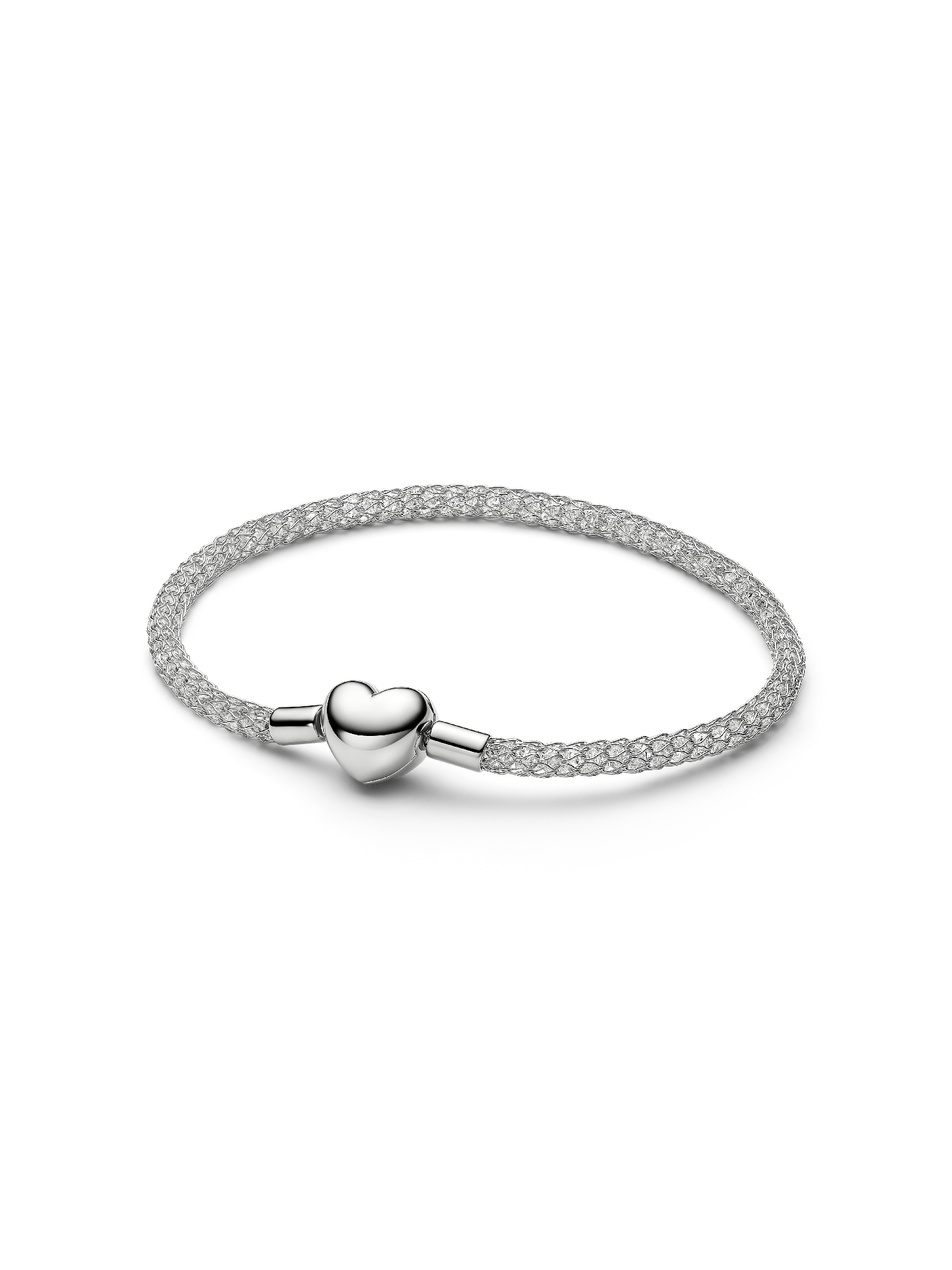 Bracciale Maglia Mesh con pietre luminose e Chiusura a Cuore
