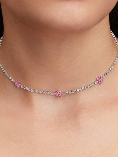 Collana Choker Fiori Rosa