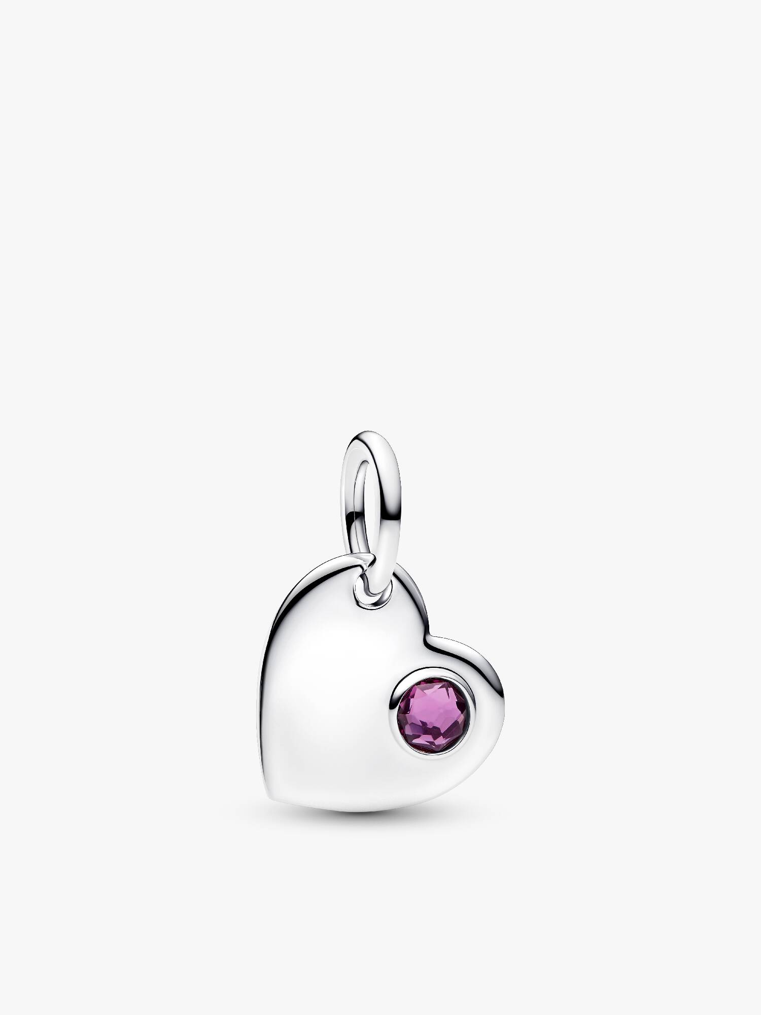 Charm Pendente Cuore con Pietra Viola Febbraio da incidere