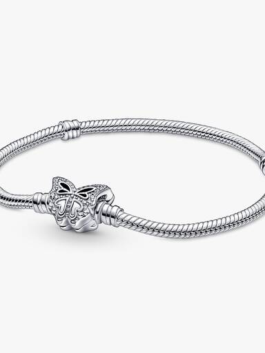 Bracciale in argento con farfalla e zirconi fucsia e viola Bracciale in argento con farfalla e zirconi fucsia e viola