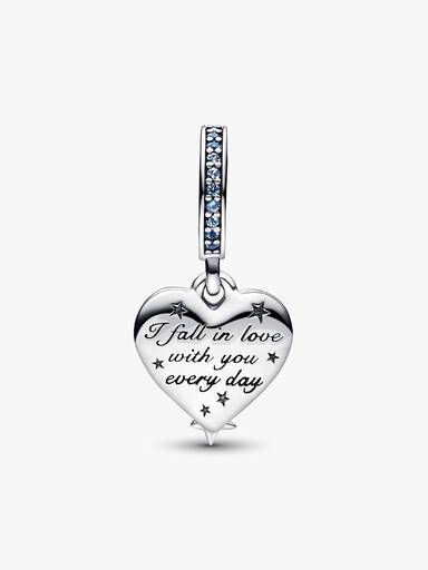 Charm Pendente Cuore e Stelle Blu