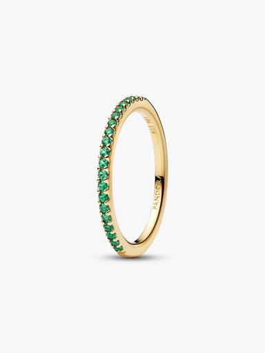 Anello Pavè Fascia Sottile Verde