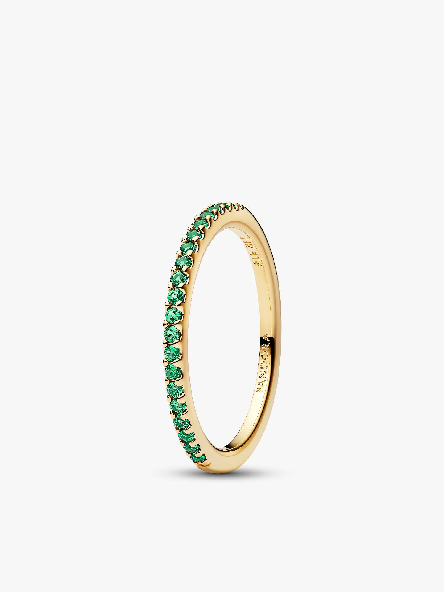 Anello Pavè Fascia Sottile Verde